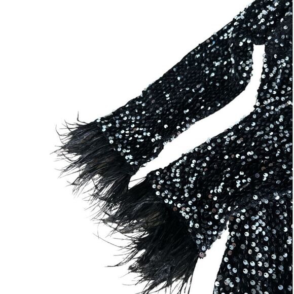 NEW FASHION Bodycon Sexy Dresses Women Off Shoulder Feather Long Dress Size XL - Picture 6 of 9